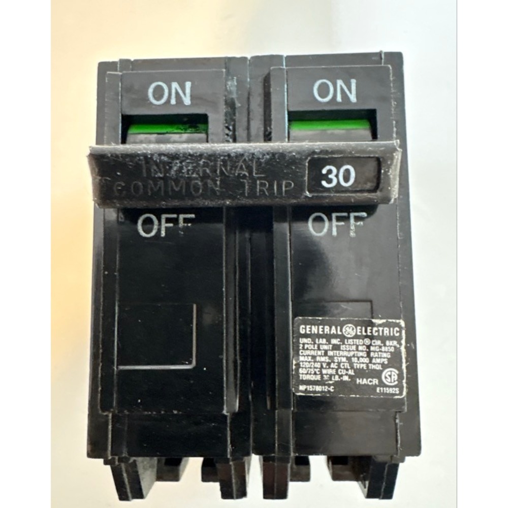 GE General Electric THQL 2 Pole 30 Amp Circuit Breaker 120/240V THQL2130 Plug-In